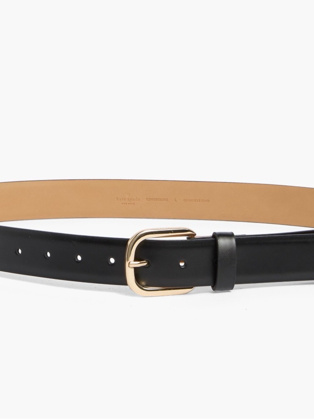 Kate Spade Black Leather Belt with Gold Buckle
